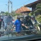 Drunk Jerk got whooped with a helmet on the street