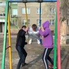 Three friends, a 3’-0” roll of shrink wrap and a shitty old swing: