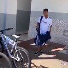Someone stole his bicycle, so his classmates bought a new one for him.