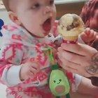 Babies first taste of ice cream.