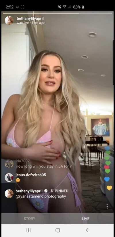 Bethany Lily April (IG live nip slip)