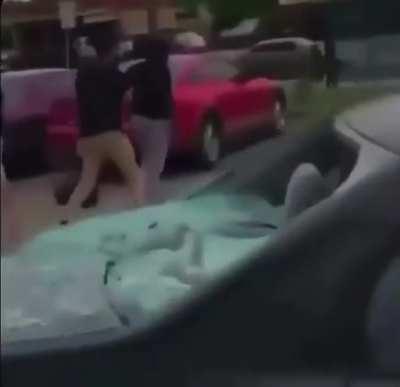 Trying to slash the tires of someone who is a bigger psychopath than you are