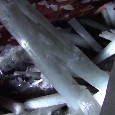 The Cave of Crystals is nestled 300 m (1,000 ft) underground below a mountain near Naica, Mexico