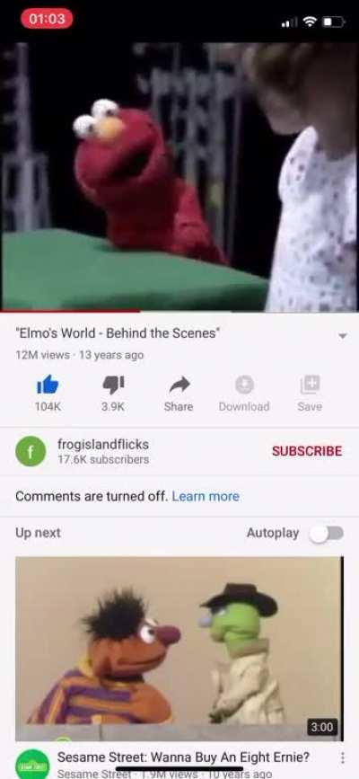 Elmo. Kid content? (Video link in comments)