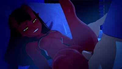 Demon slut fucked and covered in cum