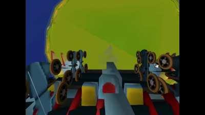 [RCT3] Sending a coaster backwards through the station unlocks warp speed for some reason