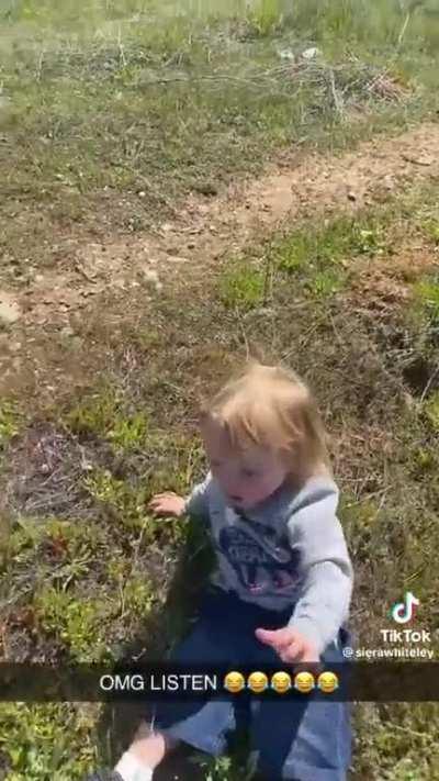 Trying to outdo his sister and impress mom