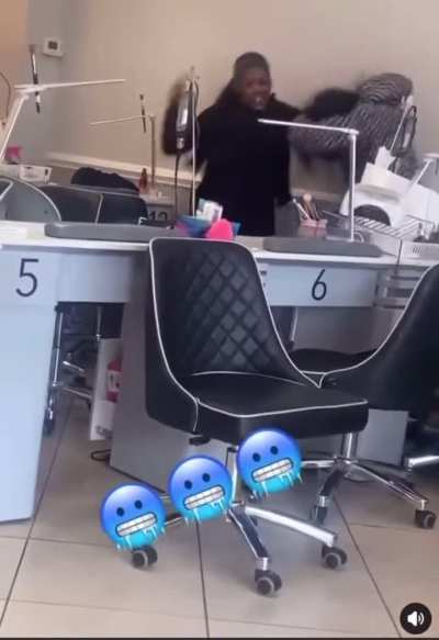 Girl gets stomped out at the nail salon