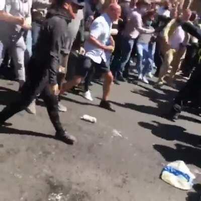 Protesters clash with police in Parliament Square, London