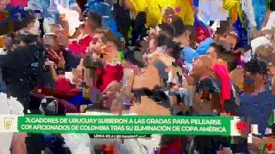 Imagem de outro ângulo mostra briga entre Darwin Nuñez e torcedores colombianos que supostamente estavam ofendendo familiares do jogador na arquibancada. Puro suco de CONMEBOL