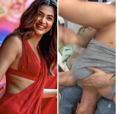 Pooja hegde 🥵 Licking ur chocolatey cunt & Asshole raw like this aaahh 🤤 will be sooo delicious and Heavenly 💦 aaaahhh fuckkkk Pooja