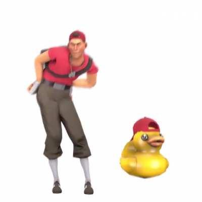 Scout dancing with a bonus duck to Hey Ya!
