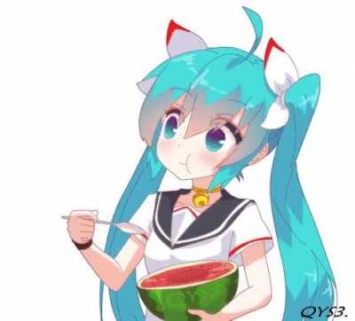 Miku eating melon [Original]