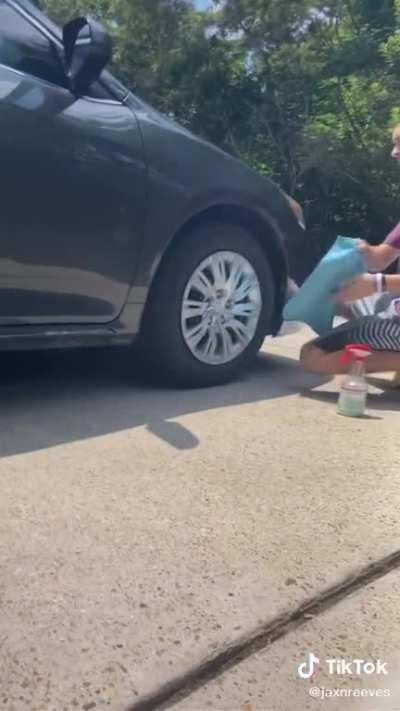 Just cleaning my car, don’t mind me