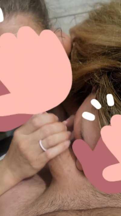 Getting your cock sucked in the restaurant public bathroom by two sexy women is something everyone should try.