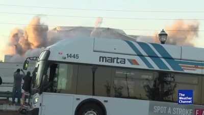 This should be a good spot to film the implosion ...