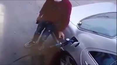 Using a lighter while pumping gas