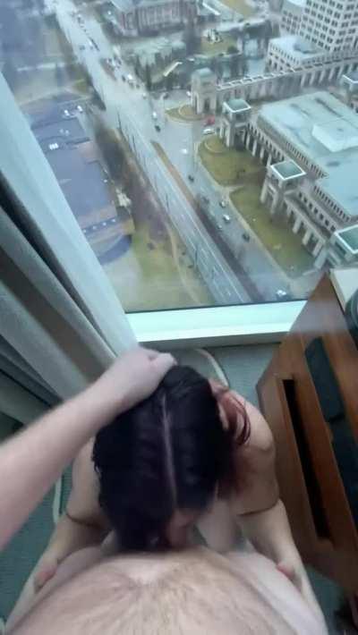 On my knees where I belong draining him dry!