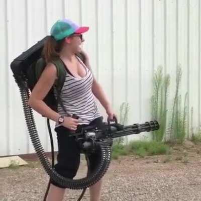 Backpack Minigun: When not in use functions as an ammo storage. +100 Americana