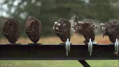 Baseball Shredding Through 9 First Base Mitts