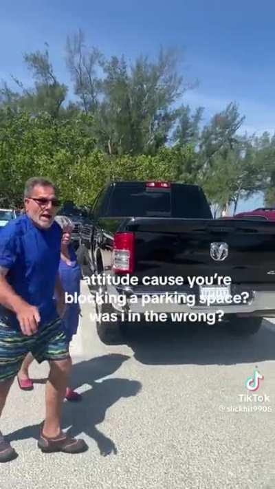 Karen tries to save parking spot 😅