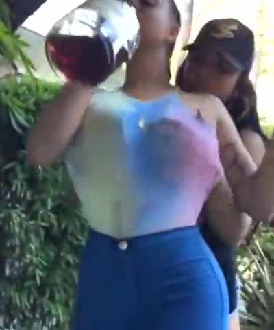 Playing with tits at party 