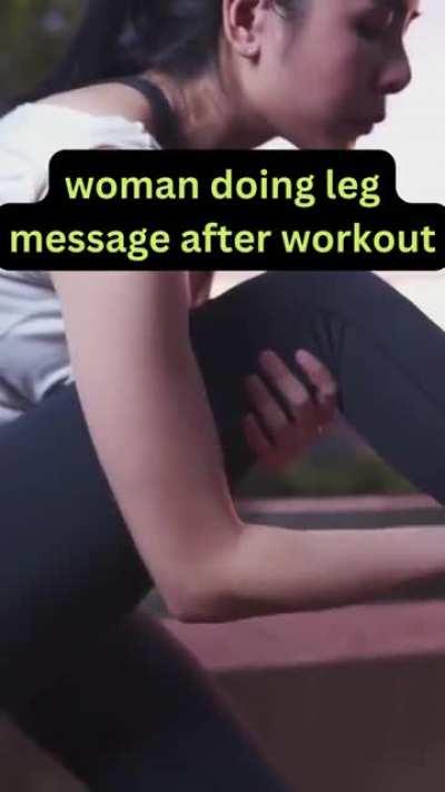Woman doing leg message after workout