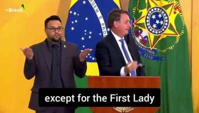 Brazilian president Jair Bolsonaro sharing a bit too much during a speech