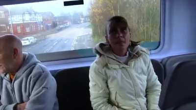 Drunk woman verbally abuses a man on the bus