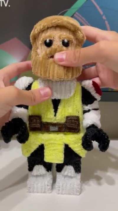 Made a Lego Clone Wars Kenobi minifigure out of pipe cleaners