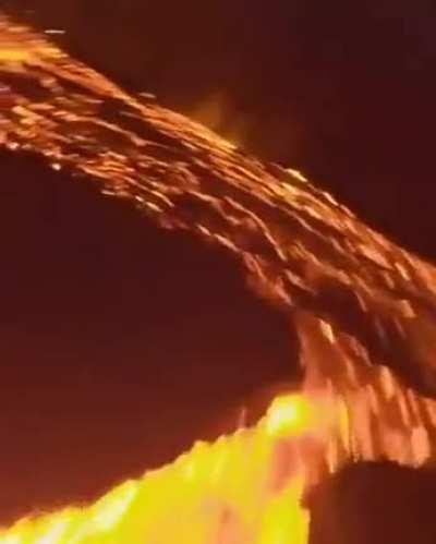 Flying a drone over an erupting volcano