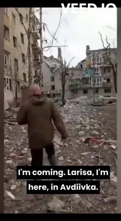 A russian occupier is happy about ruining and capturing Avdiivka because now he can loot the belongings of Ukrainian civilians killed by russia.