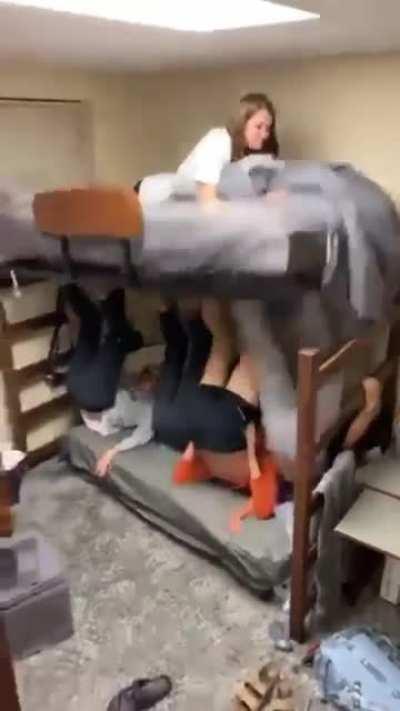 Kicking up a bunk bed for fun.