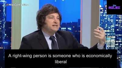 Milei on the difference between right wing, left wing, and libertarian