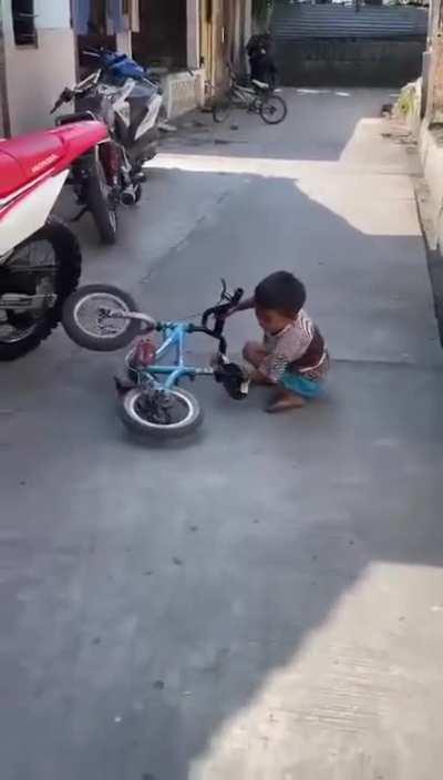 Riding along giving the bird