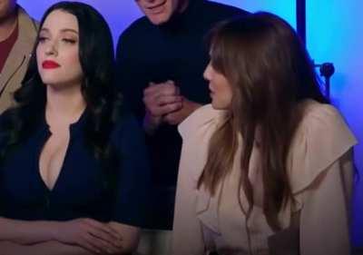 Elizabeth Olsen checking out Kat Dennings