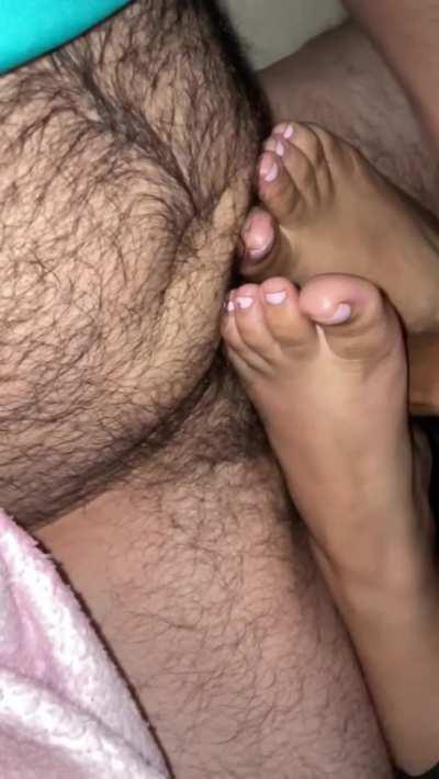 Blowing a load on Wife’s sexy feet