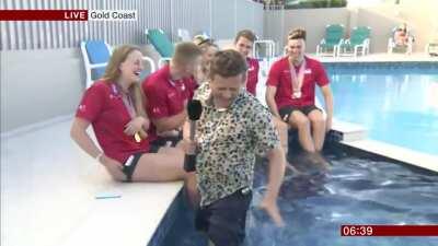 Man falls in the pool