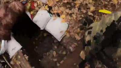 Russian sniper bullet flying past some Ukrainian soliders