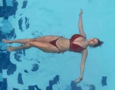 mature blonde swimming