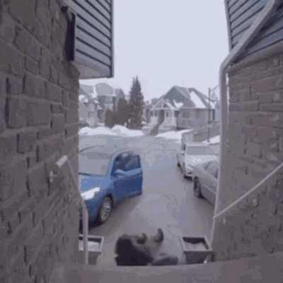 WCGW Looking at your mobile while climbing down slippery steps