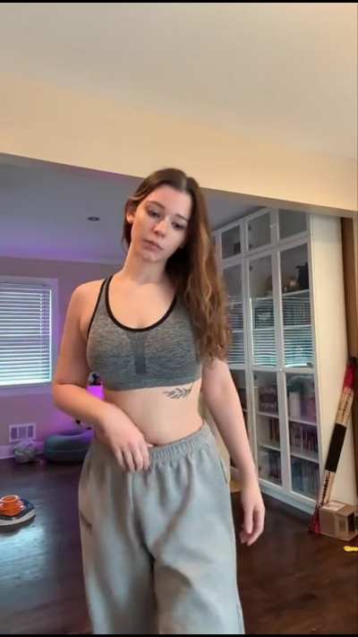 Classic grey sweatpants and favorite sports bra