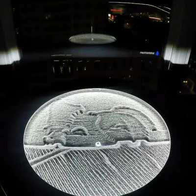 Timelapse of the Sisyphus sand art table, the little ball is controlled by a magnet