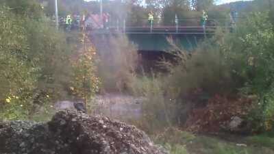 Not sure if it fits here but slag heated to 2800 degrees Celsius thrown in water