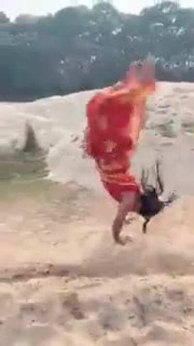 Somersault in saree