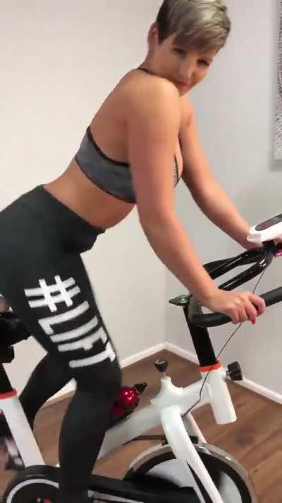 Busty Babe Riding Bcycle