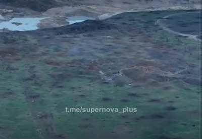 Russian group of soldiers being targeted with automatic grenade launcher.