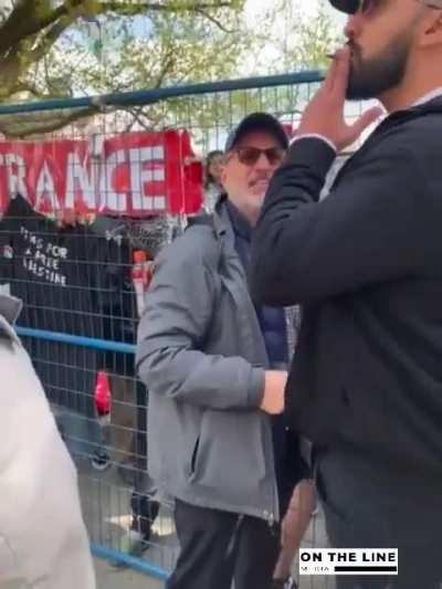 Protest agitator yelling 