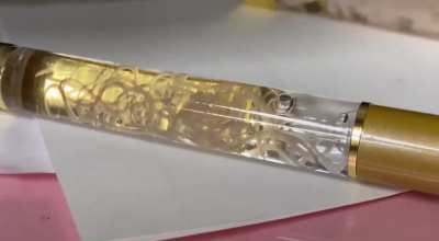 Pen with parasitic worms inside