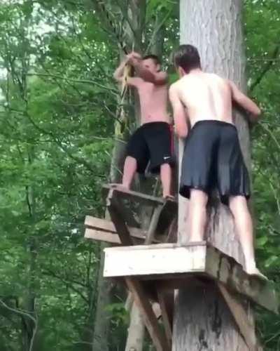 Not knowing how to use a rope swing